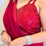 Selfie Lycra Maroon Drape Saree