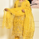 Selfie Cadmium Yellow Pakistani Georgette Suit Set