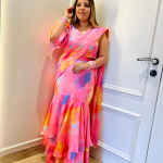 Selfie Multicolor Satin Drape Saree