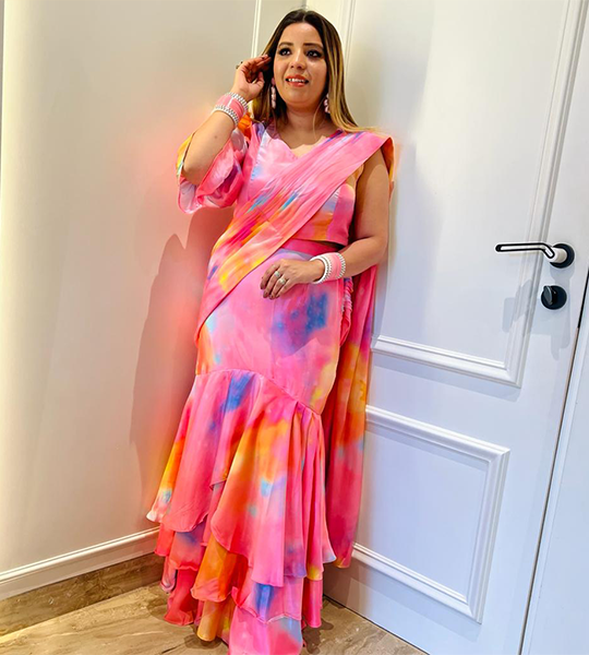 Selfie Multicolor Satin Drape Saree
